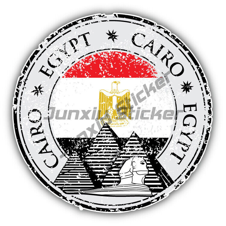 Laptop Accessories Egypt - アレクサンドリアカイロエジプトラウンド旗スタンプトラベルステッカービニール防水デカールギターピックアップキャンピングカーラップトップ車両アクセサリー