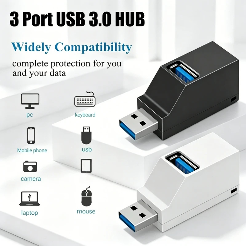 USB 3.0 2.0 回転可能な 3 ポートハブスプリッタ - Laptop Accessories Macbook のレビューと価格
