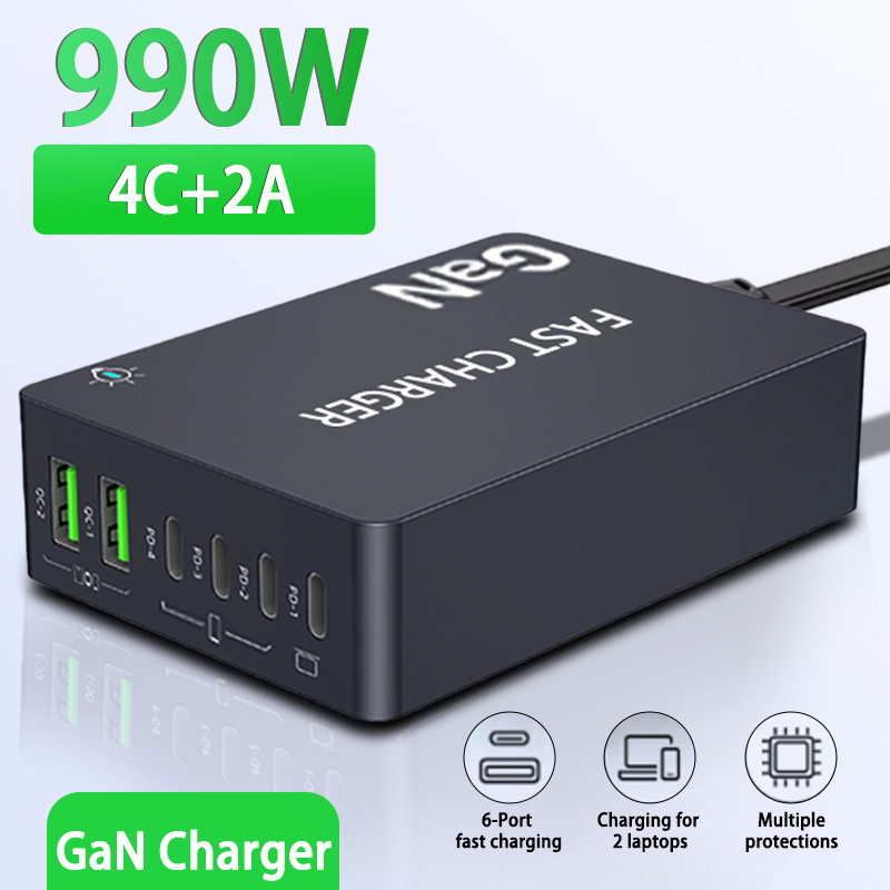 6 ポート PD USB GaN 急速充電ステーション EU - Laptop Accessories Uk のレビューと価格
